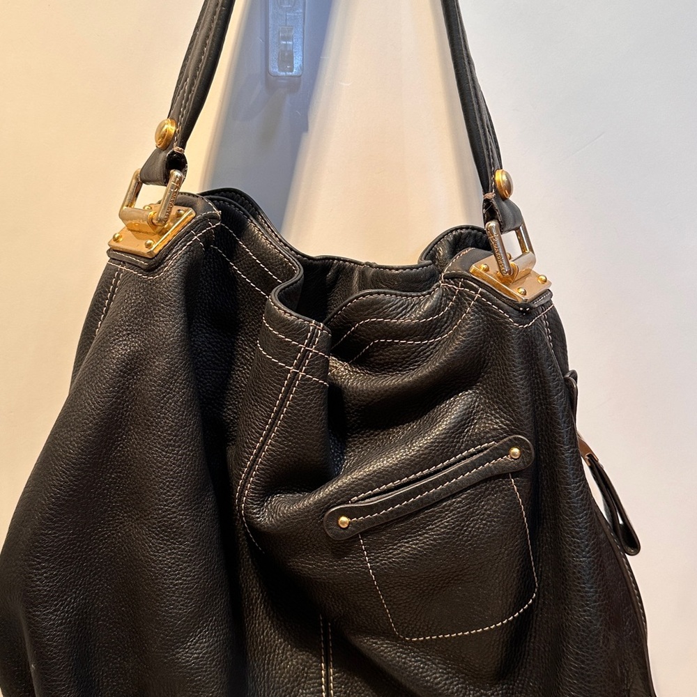 Rare B. Makowsky Pebble Black Leather Tote Bag